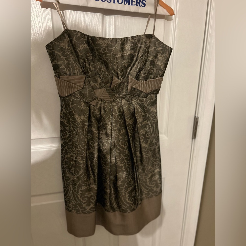 BCBG size 4 strapless silver dress